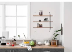 Mirrors & More Metall-Wandregal Ella mit Holz 60 cm x 62 cm x 14,5 cm< Küchenregale