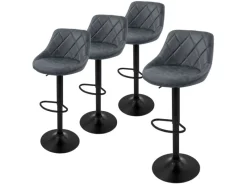 ML-Design Kücheninseln<Barhocker 4Er Set Bezug aus Kunstleder Anthrazit Gepolsterter Barstuhl