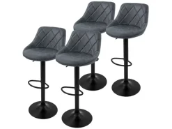ML-Design Kücheninseln<Barhocker 4Er Set Bezug aus Kunstleder Anthrazit Gepolsterter Barstuhl