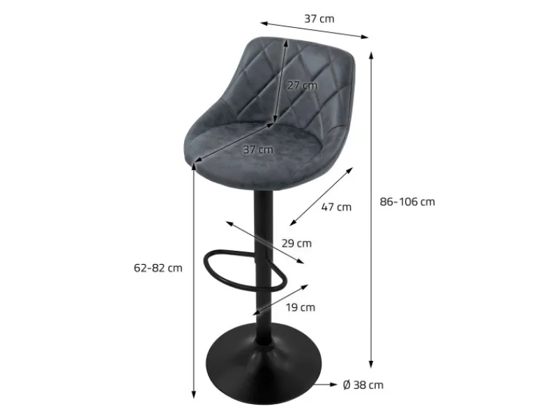 ML-Design Kücheninseln<Barhocker 4Er Set Bezug aus Kunstleder Anthrazit Gepolsterter Barstuhl