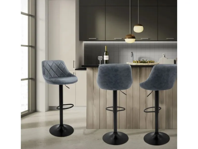ML-Design Kücheninseln<Barhocker 4Er Set Bezug aus Kunstleder Anthrazit Gepolsterter Barstuhl