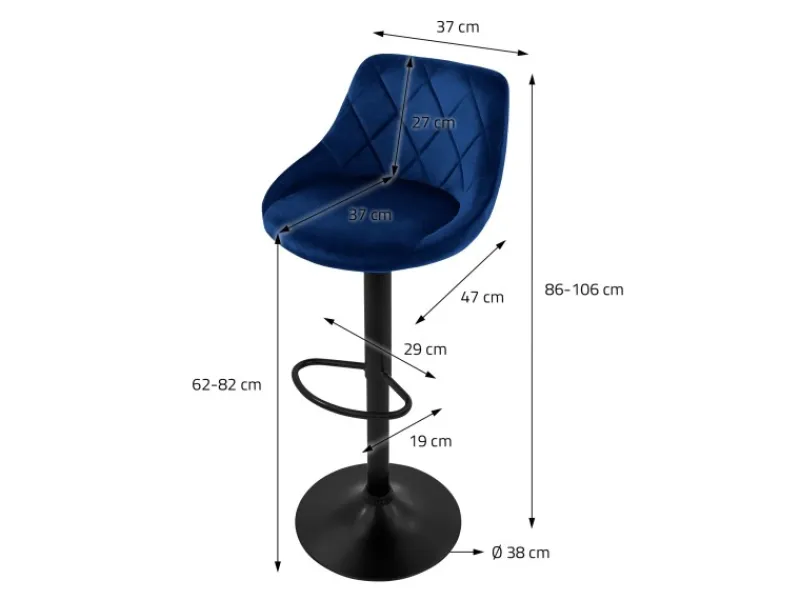 ML-Design Kücheninseln<Barhocker 4Er Set aus Samt Blau Gepolsterter Drehbar