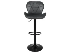 New ML-Design Barhocker 4Er Set aus Samt Grau Gepolsterter Drehbar Hocker Grau-Schwarz