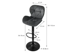 New ML-Design Barhocker 4Er Set aus Samt Grau Gepolsterter Drehbar Hocker Grau-Schwarz