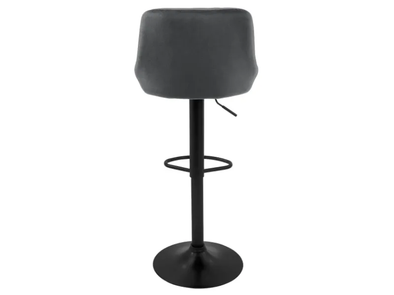 Hot ML-Design Barhocker 4Er Set aus Samt Grau mit Rückenlehne Drehbar Grau-Schwarz
