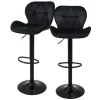 ML-Design Barhocker 2Er Set Samt Schwarz Gepolsterter Barstuhl mit Rückenlehne< Kücheninseln