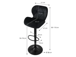 ML-Design Barhocker 2Er Set Samt Schwarz Gepolsterter Barstuhl mit Rückenlehne< Kücheninseln