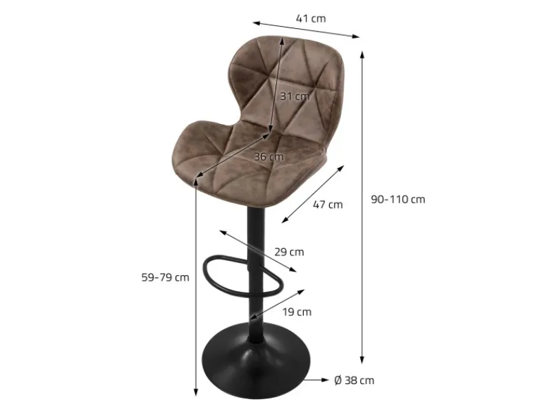 ML-Design Kücheninseln<Barhocker 4Er Set aus Kunstleder Braun Gepolsterter Drehbar
