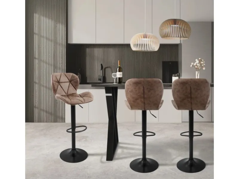 ML-Design Kücheninseln<Barhocker 4Er Set aus Kunstleder Braun Gepolsterter Drehbar