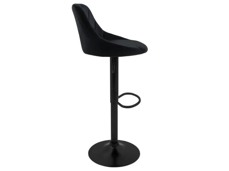 Sale ML-Design Barhocker 2Er Set aus Samt Schwarz mit Rückenlehne und Fußstütze