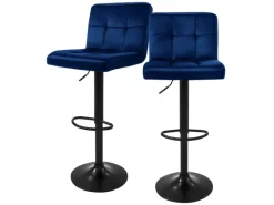 ML-Design Kücheninseln<Barhocker 2Er Set aus Samt Blau Gepolsterter Barstuhl mit Rückenlehne