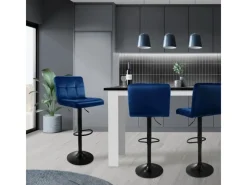 ML-Design Kücheninseln<Barhocker 2Er Set aus Samt Blau Gepolsterter Barstuhl mit Rückenlehne