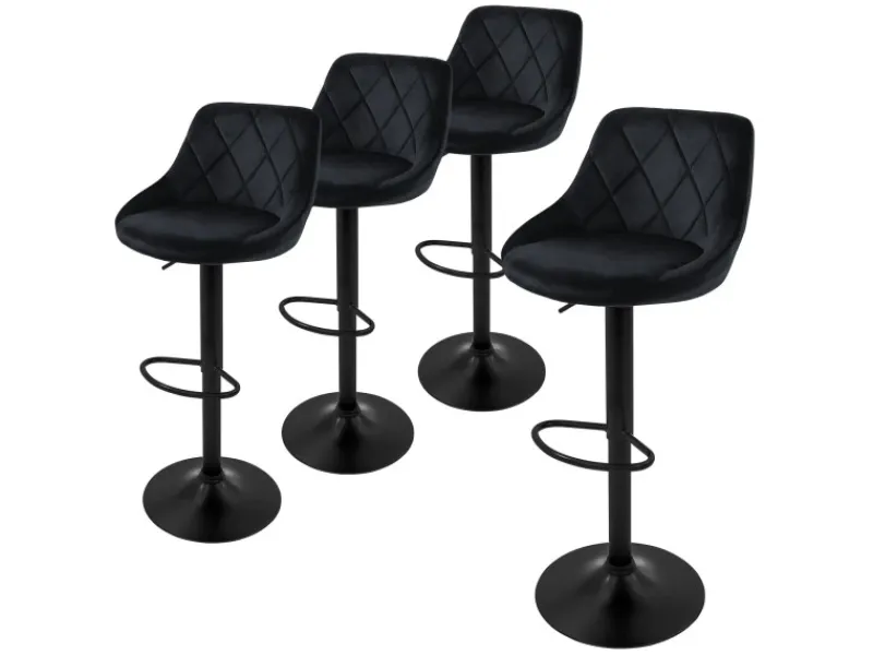 New ML-Design Barhocker 4Er Set aus Samt Gepolsterter Drehbar Schwarz