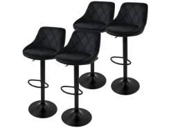 New ML-Design Barhocker 4Er Set aus Samt Gepolsterter Drehbar Schwarz