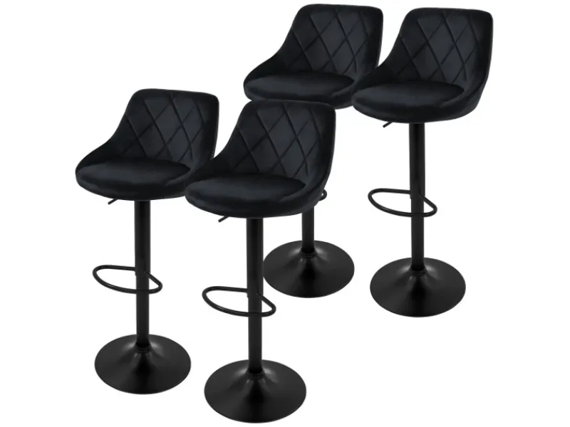 New ML-Design Barhocker 4Er Set aus Samt Gepolsterter Drehbar Schwarz