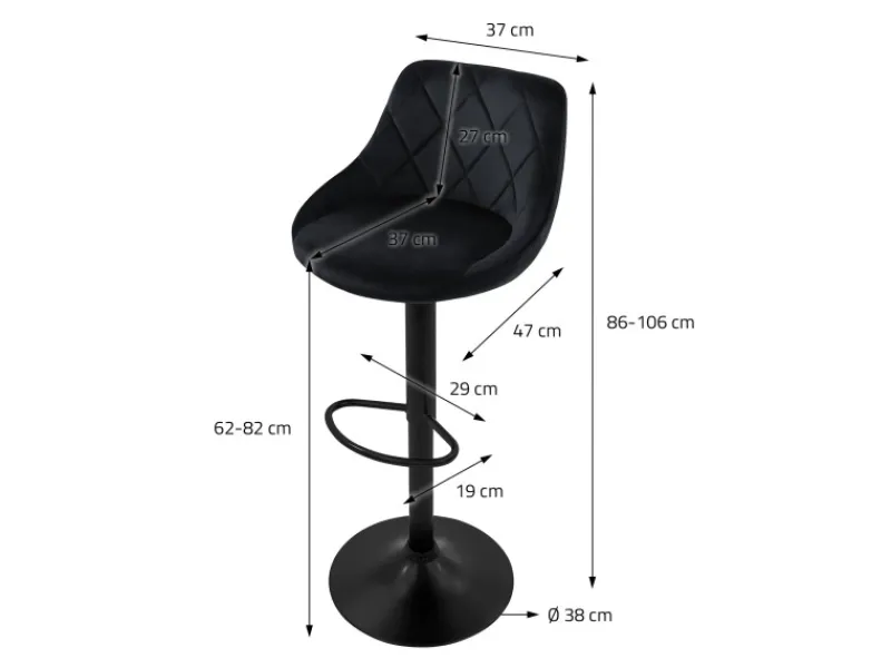 New ML-Design Barhocker 4Er Set aus Samt Gepolsterter Drehbar Schwarz
