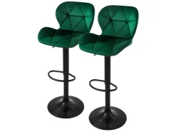 Hot ML-Design Barhocker 2Er Set aus Samt Grün Gepolsterter Barstuhl mit Fußstütze