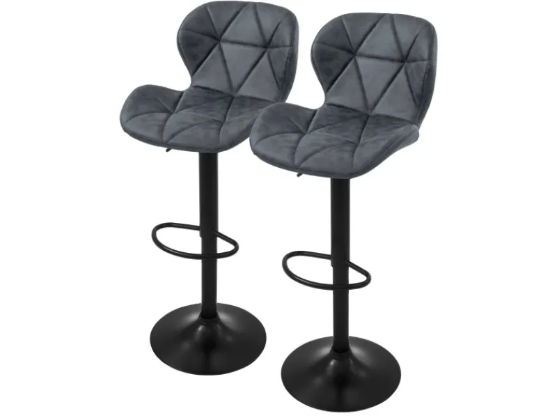 ML-Design Kücheninseln<Barhocker 2Er Set aus Kunstleder Anthrazit mit Rückenlehne Fußstütze