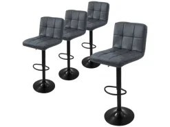ML-Design Kücheninseln<Barhocker 4Er Set aus Kunstleder Anthrazit mit Rückenlehne Fußstütze