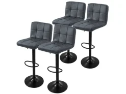 ML-Design Kücheninseln<Barhocker 4Er Set aus Kunstleder Anthrazit mit Rückenlehne Fußstütze