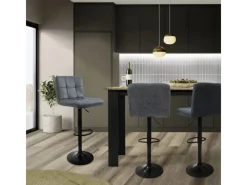 ML-Design Kücheninseln<Barhocker 4Er Set aus Kunstleder Anthrazit mit Rückenlehne Fußstütze