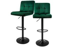 Discount ML-Design Barhocker 2Er Set aus Samt Grün Gepolsterter Barstuhl mit Rückenlehne
