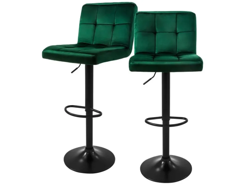 Discount ML-Design Barhocker 2Er Set aus Samt Grün Gepolsterter Barstuhl mit Rückenlehne