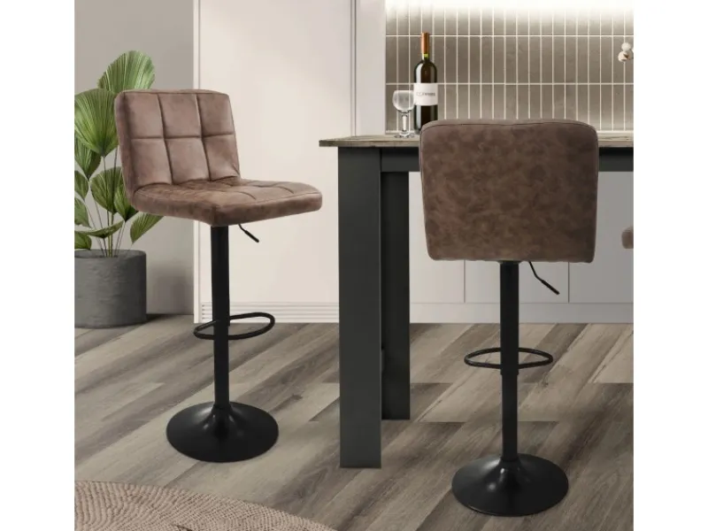 ML-Design Barhocker Set 2 Kunstleder Braun Gepolsterter Barstuhl mit Rückenlehne< Kücheninseln