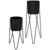 Hot ML-Design Blumenständer 2Er Set Schwarz 27x27x48,5 cm 35,5x34x75 cm aus Stahl