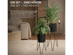 Hot ML-Design Blumenständer 2Er Set Schwarz 27x27x48,5 cm 35,5x34x75 cm aus Stahl