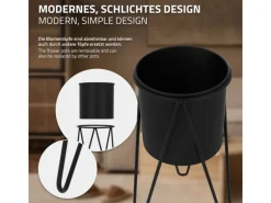 Hot ML-Design Blumenständer 2Er Set Schwarz 27x27x48,5 cm 35,5x34x75 cm aus Stahl