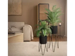 Hot ML-Design Blumenständer 2Er Set Schwarz 27x27x48,5 cm 35,5x34x75 cm aus Stahl