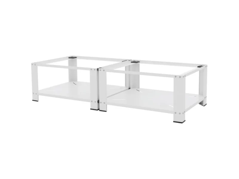 ML-Design Doppel Waschmaschinen Untergestell mit 2 Ablagen Weiß 128x54 cm Stahl< Waschmaschinen