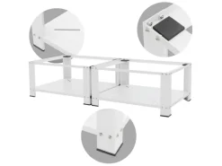 ML-Design Doppel Waschmaschinen Untergestell mit 2 Ablagen Weiß 128x54 cm Stahl< Waschmaschinen