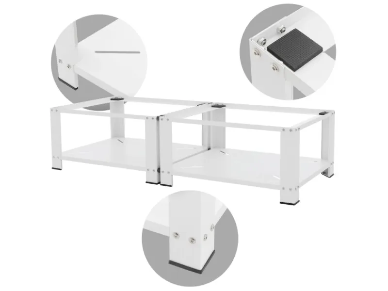 ML-Design Doppel Waschmaschinen Untergestell mit 2 Ablagen Weiß 128x54 cm Stahl< Waschmaschinen