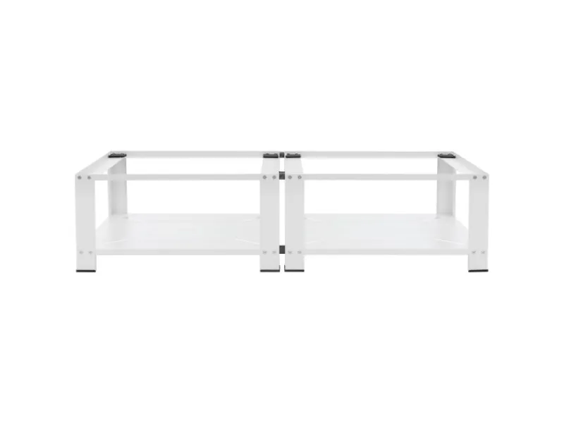 ML-Design Doppel Waschmaschinen Untergestell mit 2 Ablagen Weiß 128x54 cm Stahl< Waschmaschinen