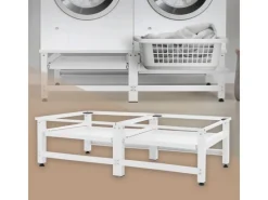 ML-Design Doppel Waschmaschinen-Untergestell 2 Ausziehbaren Ablagen Weiß Stahl< Waschmaschinen