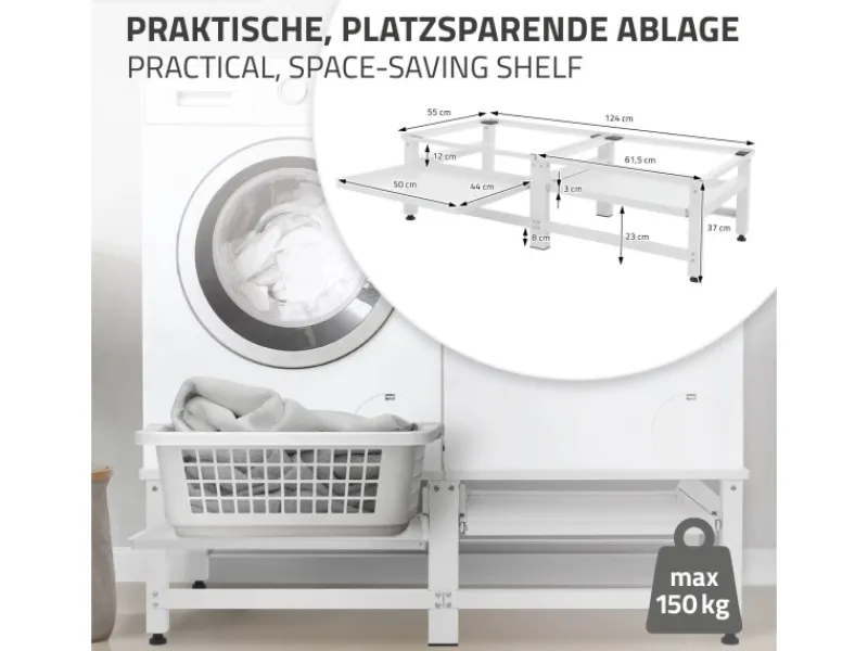 ML-Design Doppel Waschmaschinen-Untergestell 2 Ausziehbaren Ablagen Weiß Stahl< Waschmaschinen