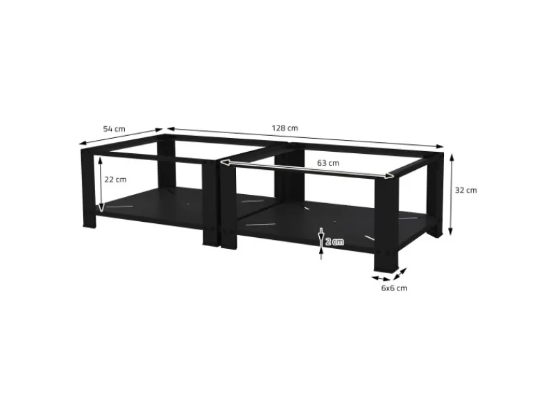 New ML-Design Doppel Waschmaschinen Untergestell 2 Ablagen Schwarz 128x54 cm Stahl