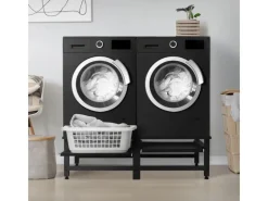 ML-Design Waschmaschinen<Doppel Waschmaschinen Untergestell mit 2 Ausziehbaren Ablagen Schwarz