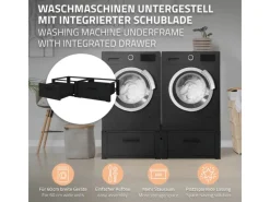Discount ML-Design Doppel Waschmaschinen Untergestell Schubladen Schwarz 128x53,5x31,5cm