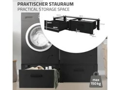 Discount ML-Design Doppel Waschmaschinen Untergestell Schubladen Schwarz 128x53,5x31,5cm