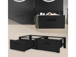 Discount ML-Design Doppel Waschmaschinen Untergestell Schubladen Schwarz 128x53,5x31,5cm