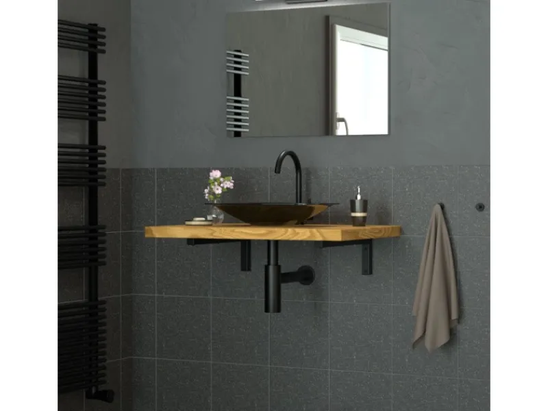 Outlet ML-Design 2Er Set Wandkonsole Winkel L-Form für Waschtisch 300x150 mm Schwarz