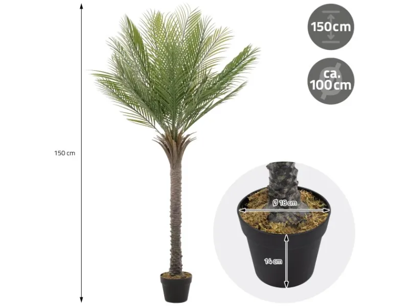 ML-Design Töpfe<Künstliche Palme 150 cm Groß Tropische Kunstpalme im Topf