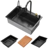 ML-Design Schneidebretter<Multifunktionale Spülbecken Edelstahl 68x46 cm Anthrazit Rechteckig