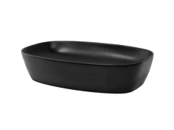 ML-Design Waschbecken aus Keramik Schwarz 605x385x140 mm Abgerundeten Ecken< Einhebelmischer
