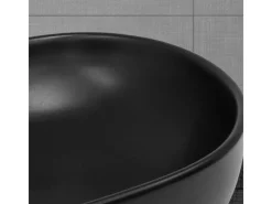 ML-Design Waschbecken aus Keramik Schwarz 605x385x140 mm Abgerundeten Ecken< Einhebelmischer