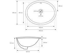 ML-Design Einhebelmischer<Waschbecken Keramik Weiß Glänzend 49x40,5 cm Oval und Ablaufgarnitur