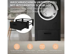 ML-Design Waschmaschinen Untergestell mit Schublade 63x54cm Stahl Schwarz 150kg< Waschmaschinen